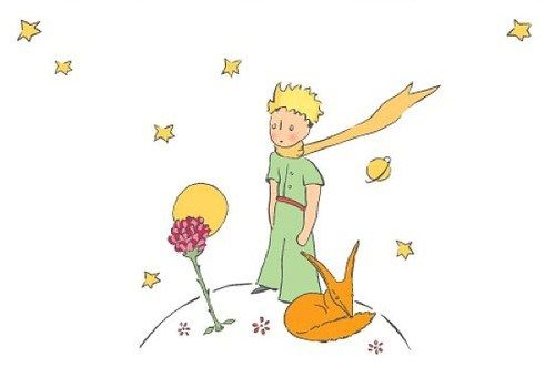 Dessin du Petit Prince avec le renard et la rose